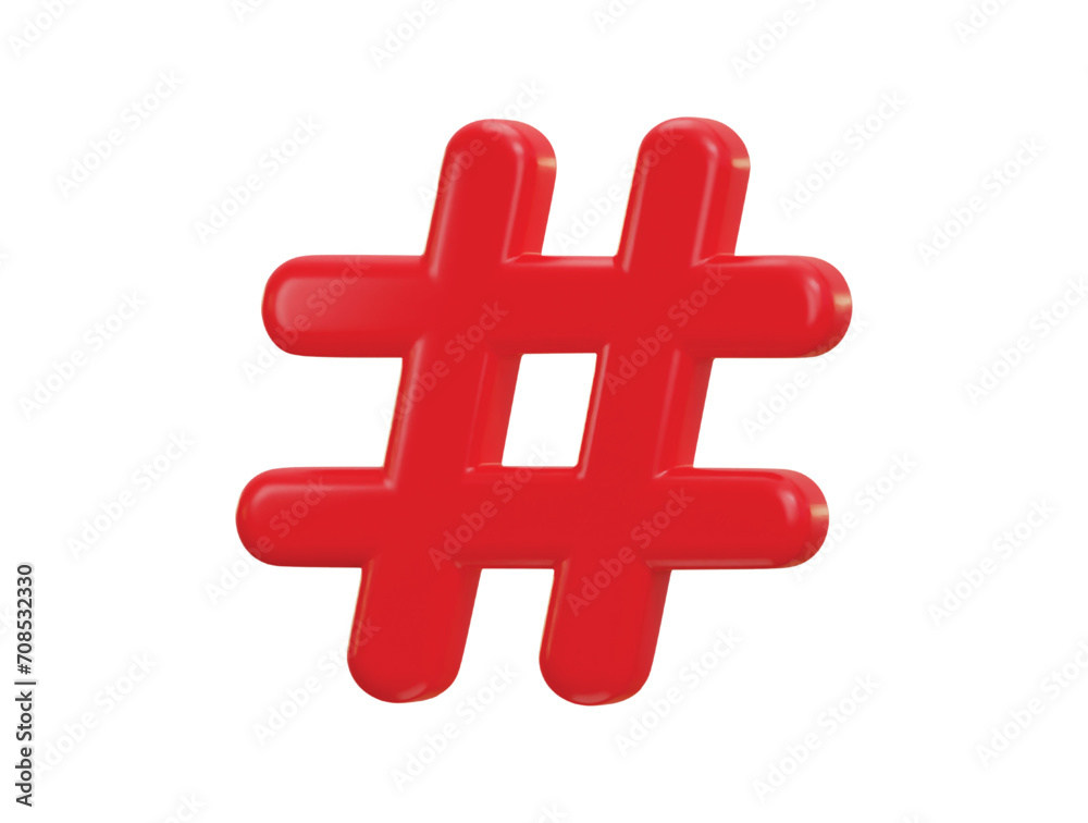 Obraz premium 3d hashtag icon vector illustration