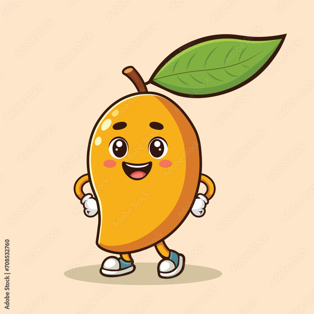Fototapeta premium Cute mango cartoon character illustration