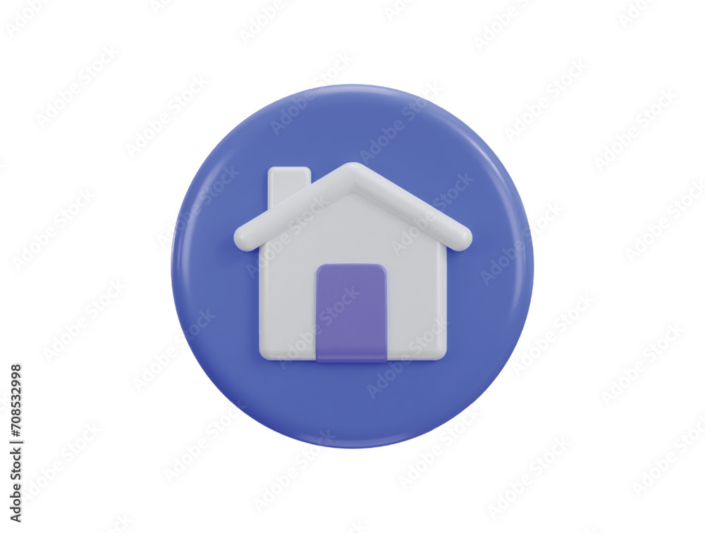 3d house icon on purple circle button vector illustration 3d house icon on purple circle button vector illustration