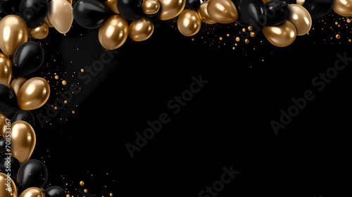 Party balloons, birthday decoration background, anniversary, wedding, holiday with space for text