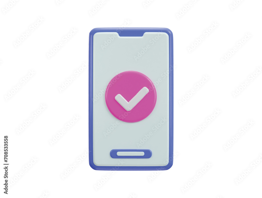 3d smartphone with check mark icon vector illustration 3d smartphone with check mark icon vector illustration