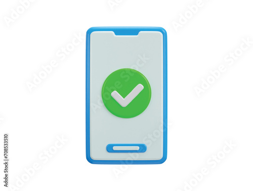 smartphone with check mark icon 3d render photo