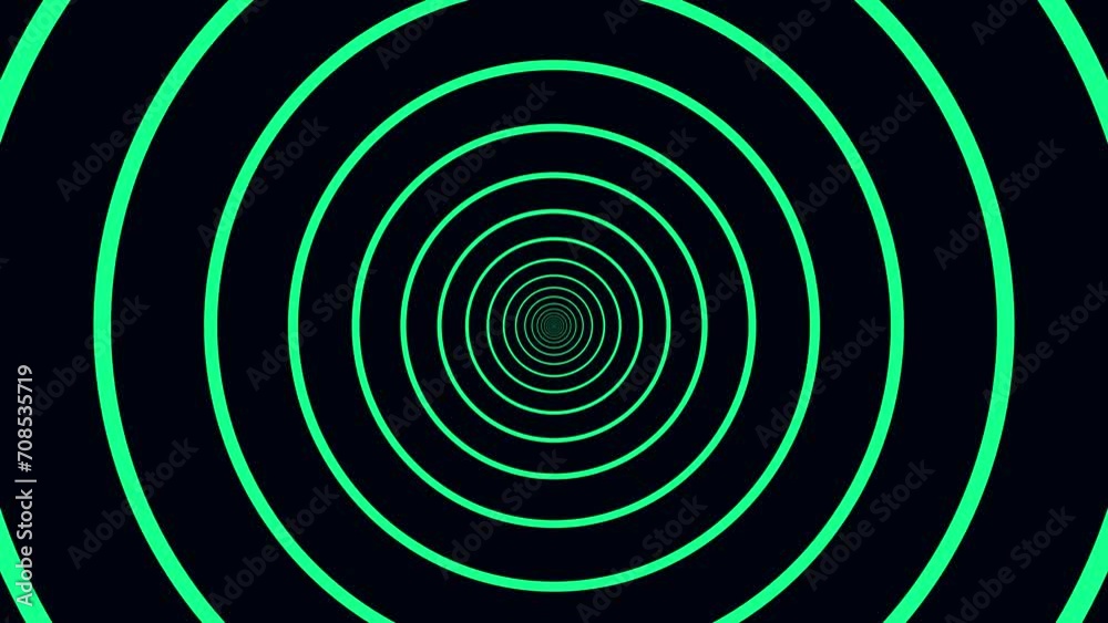 Green Color Circle Striped Abstract Tunnel on Black Background. 4K. Green Color Circle Striped Abstract Tunnel on Black Background. 4K.