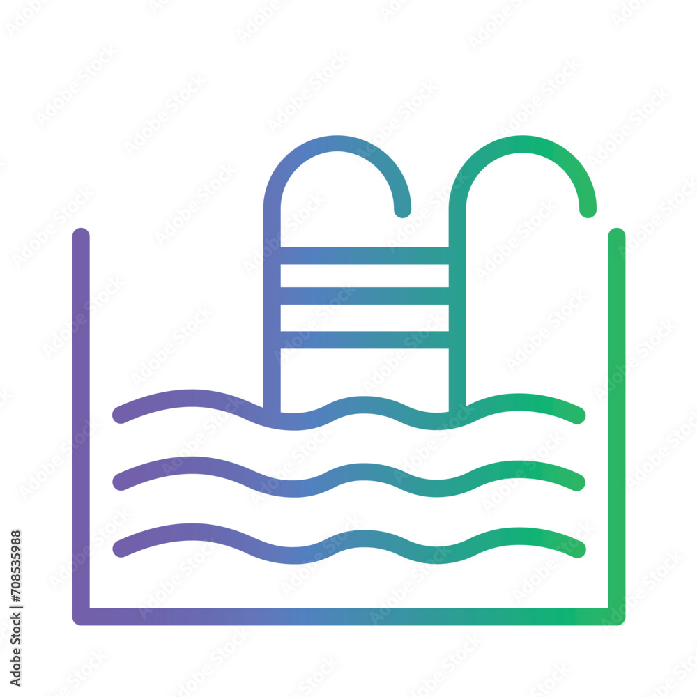 Fun Pool Sports Gradient Outline Icon Fun Pool Sports Gradient Outline Icon