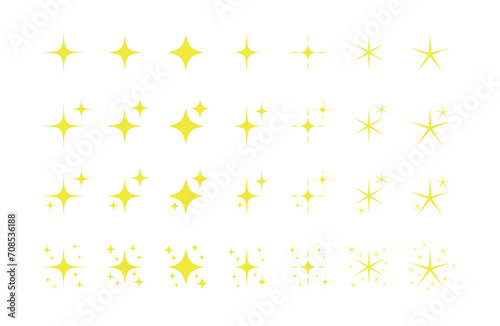 黄色の星のキラキラエフェクト ベタ色 セット