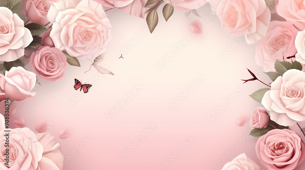 Beautiful pink rose bouquet flowers background, symbol of Valentine's Day, wedding, love