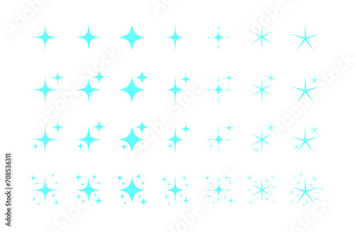 水色　星のキラキラエフェクト　ベタ色　セット
