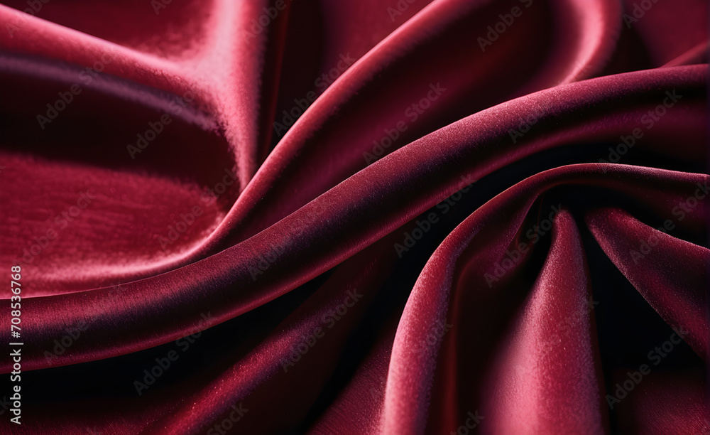 Obraz premium Abstract background luxury cloth or liquid wave or wavy folds of grunge red silk texture satin velvet material or luxurious background or elegant wallpaper design. Generative AI
