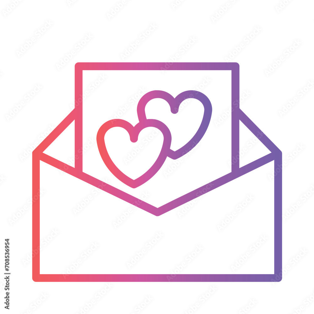 Envelope Hearts Invitation Gradient Outline Icon Envelope Hearts Invitation Gradient Outline Icon