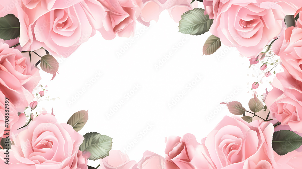 Empty floral frame with copy space for greeting card or invitation design