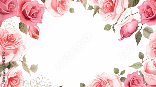 Empty floral frame with copy space for greeting card or invitation design