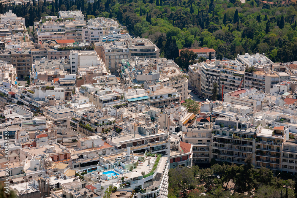 Athens buildings' rooftops from Saint George Chapel of Likavittos view point