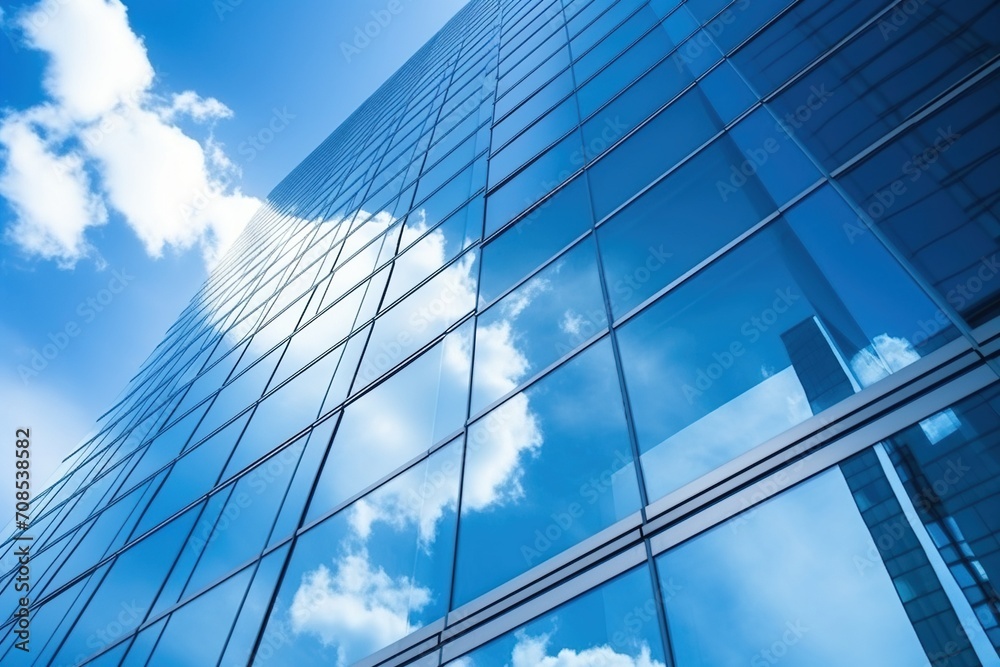Blue glass skyscraper reflecting the sky Blue glass skyscraper reflecting the sky