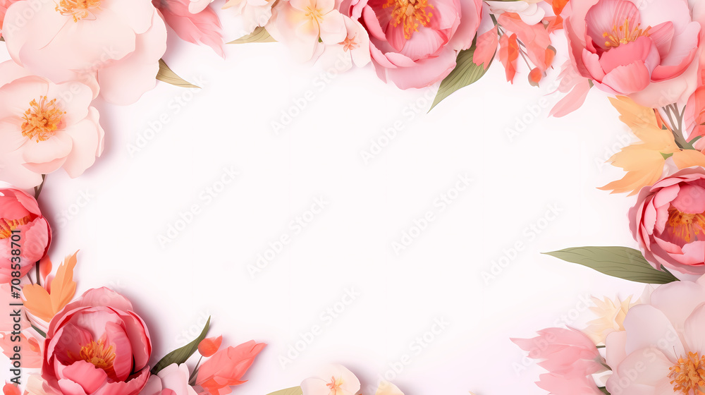 Empty floral frame with copy space for greeting card or invitation design Empty floral frame with copy space for greeting card or invitation design