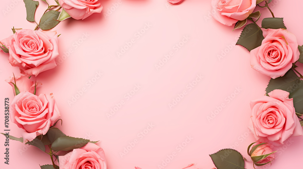 Empty floral frame with copy space for greeting card or invitation design