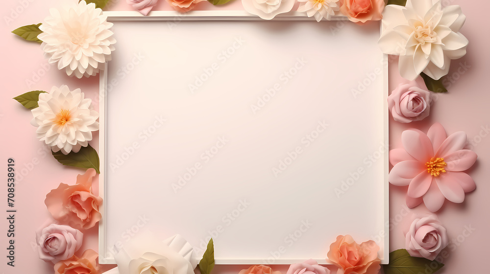 Empty floral frame with copy space for greeting card or invitation design Empty floral frame with copy space for greeting card or invitation design