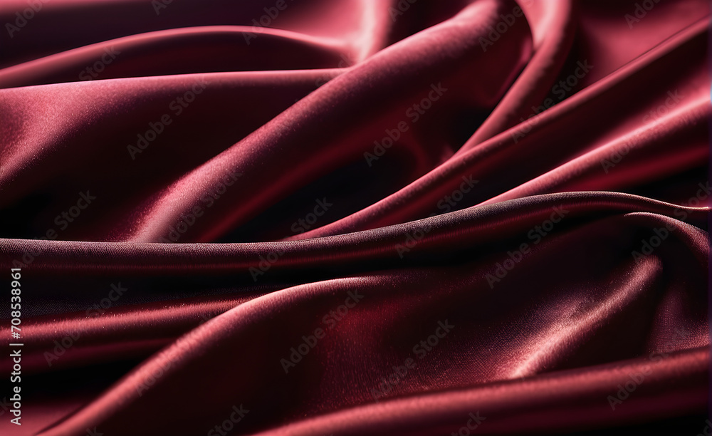 Obraz premium Abstract background luxury cloth or liquid wave or wavy folds of grunge red silk texture satin velvet material or luxurious background or elegant wallpaper design. Generative AI