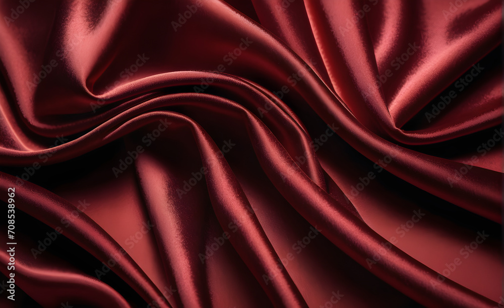 Obraz premium Abstract background luxury cloth or liquid wave or wavy folds of grunge red silk texture satin velvet material or luxurious background or elegant wallpaper design. Generative AI