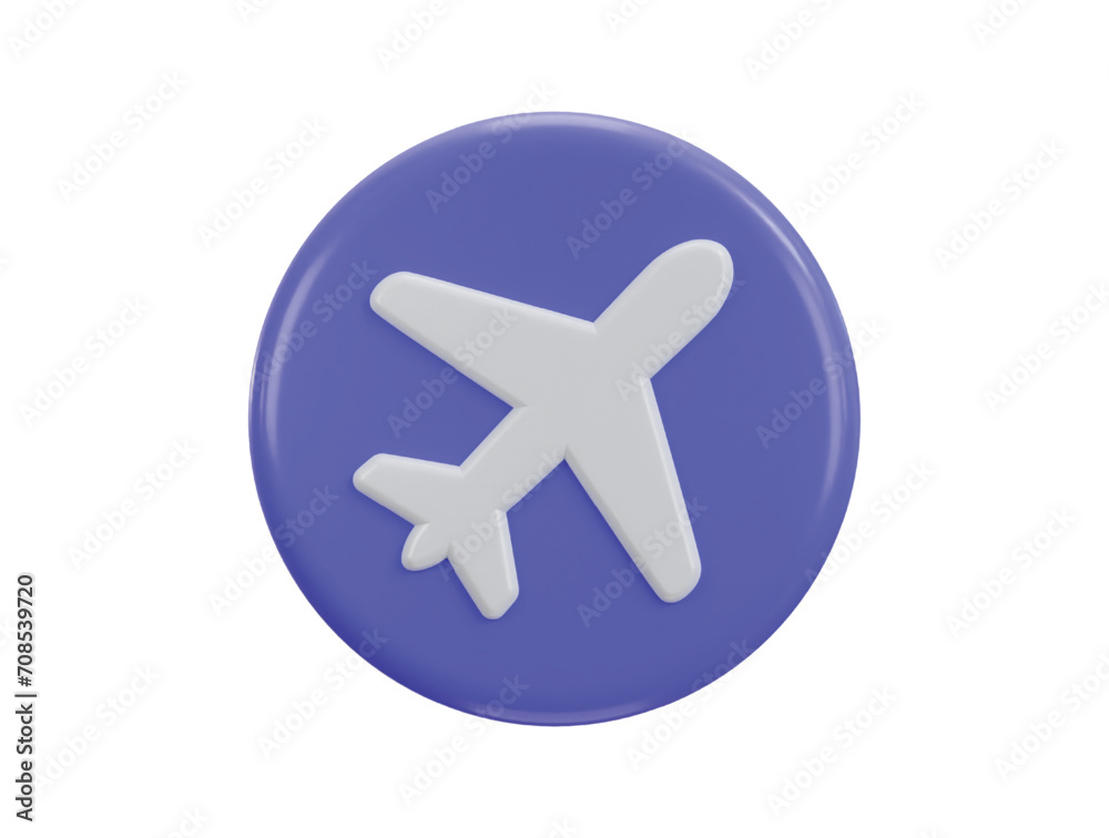 3d airplane mode icon for web mobile app vector illustration 