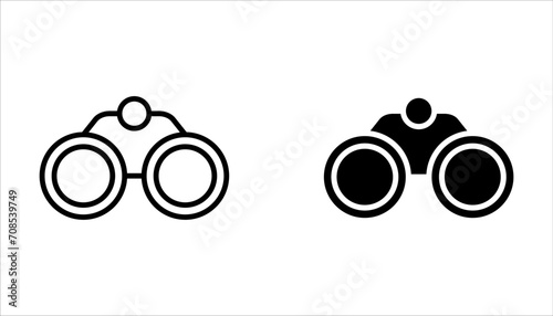 binoculars icon set. black on a white background.
