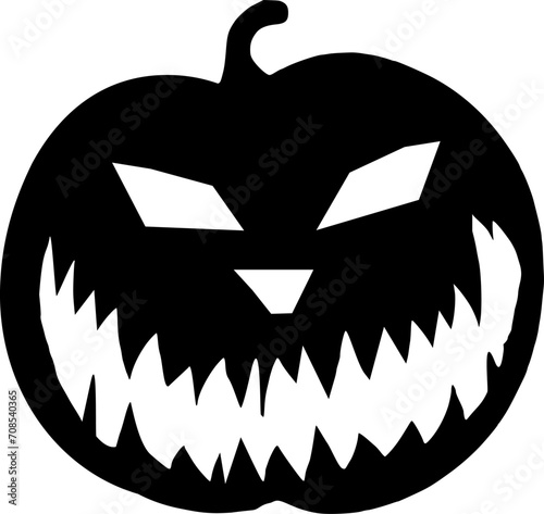 Vektor Silhouette gruseliger lachender Kürbis - Halloween Gesicht geschnitzt