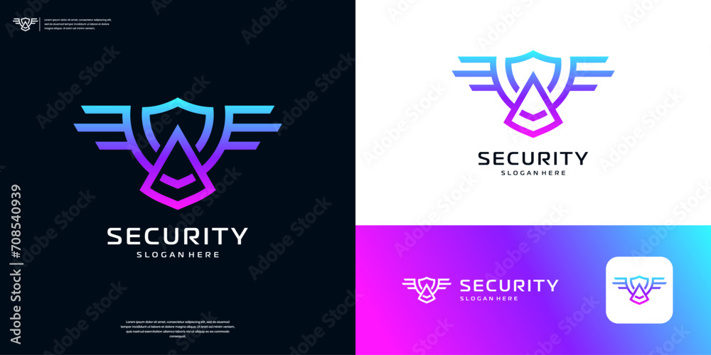 Secure shield technology logo design. Abstract cyberspace symbol logo vector Secure shield technology logo design. Abstract cyberspace symbol logo vector