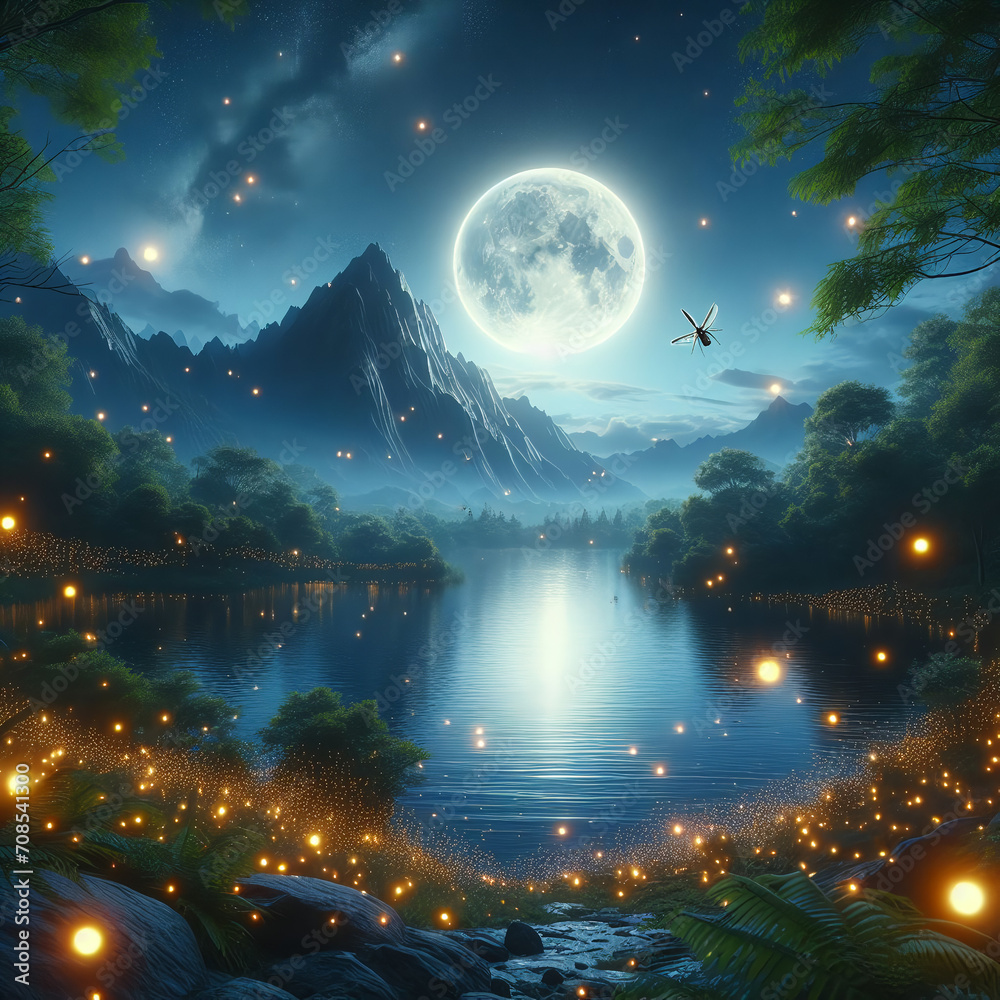 night landscape with moon night landscape with moon