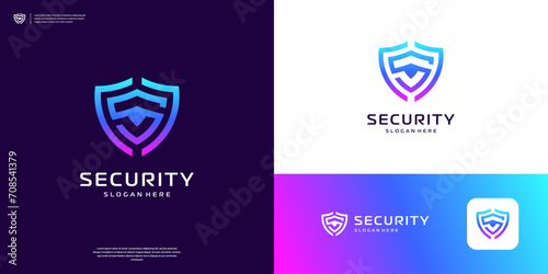 Letter S shield logo design. Icon security logo technology. photo
