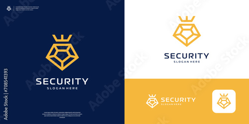 Diamond shield logo design inspiration. Geometric security logo template