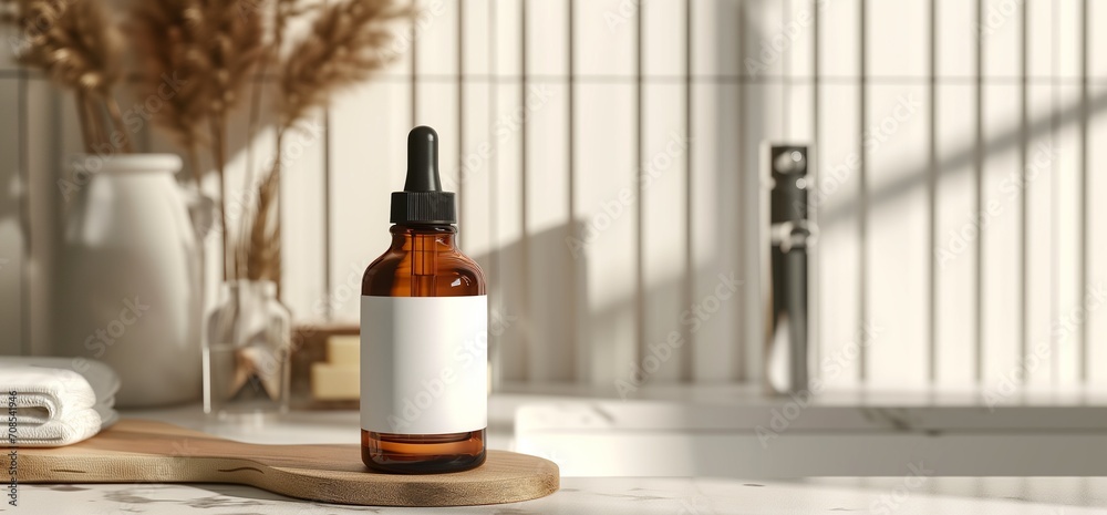 Dropper serum Bottle with Glass Pipette with blank label of liquid gel