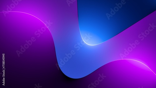 3d render, abstract background illuminated with pink blue neon light. Glowing wavy lines, curvy shapes. Futuristic minimal wallpaper