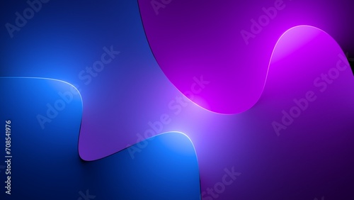 Fototapeta Naklejka Na Ścianę i Meble -  3d render, abstract background illuminated with pink blue neon light. Glowing wavy lines, curvy shapes. Futuristic minimal wallpaper