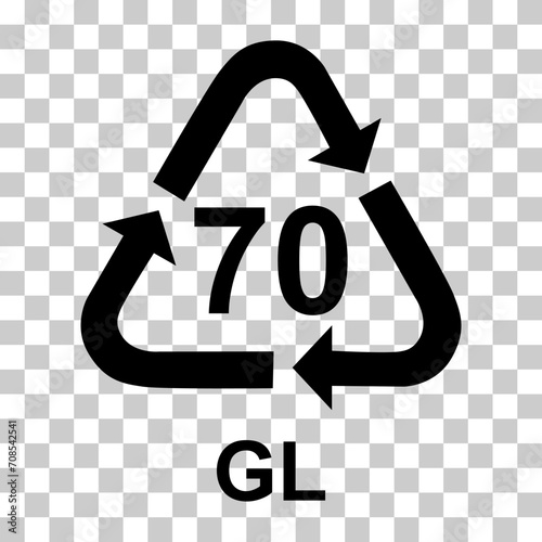 Glass symbol, ecology recycling sign isolated on white background. Package waste icon