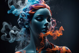 woman with smoky background