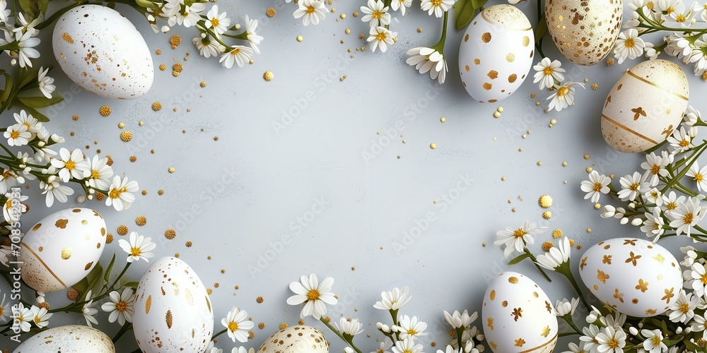 Easter eggs and spring flowers