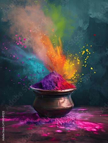 Happy Holi design, realistis , HD, copy Space - generative ai photo