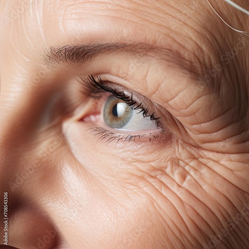 Woman's face with wrinkles