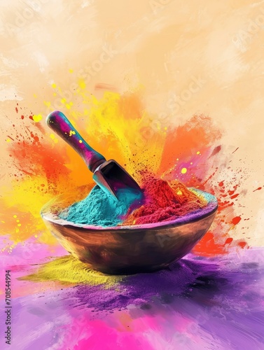 Happy Holi design, realistis , HD, copy Space - generative ai photo