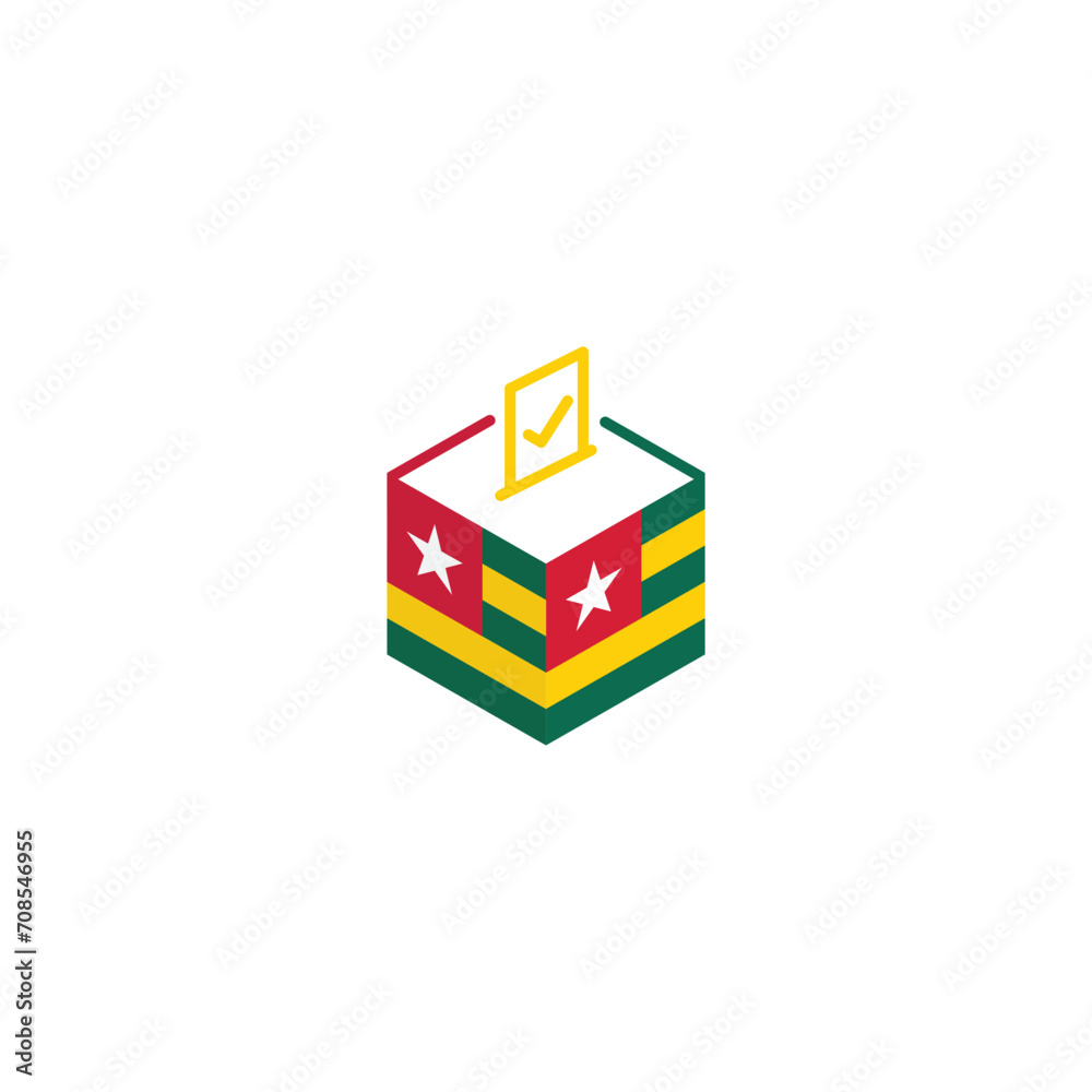 Togo election concept, democracy, voting ballot box with flag. Vector icon illustration Togo election concept, democracy, voting ballot box with flag. Vector icon illustration