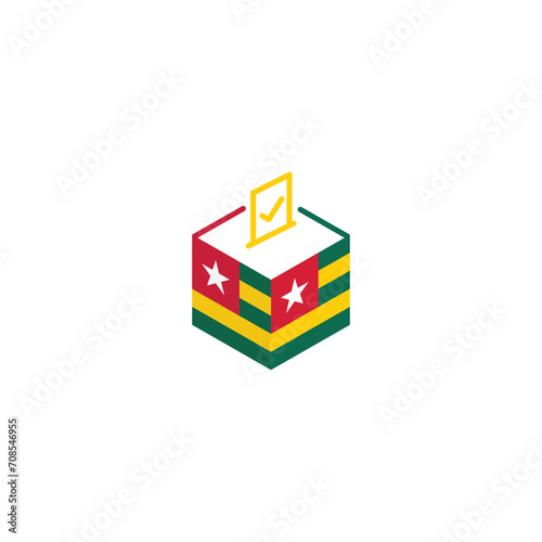 Togo election concept, democracy, voting ballot box with flag. Vector icon illustration
