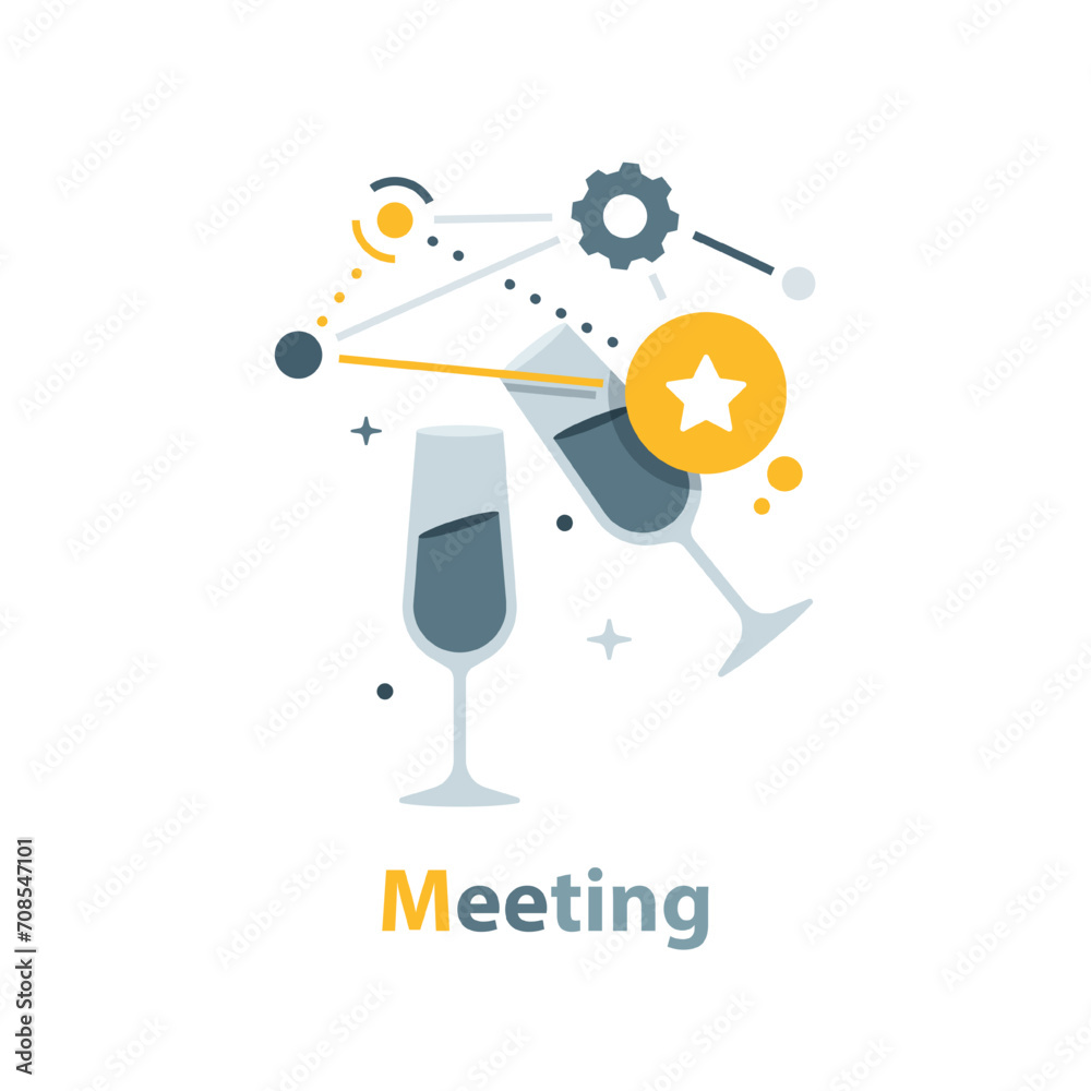 Meeting,socialize,flat design icon vector illustration