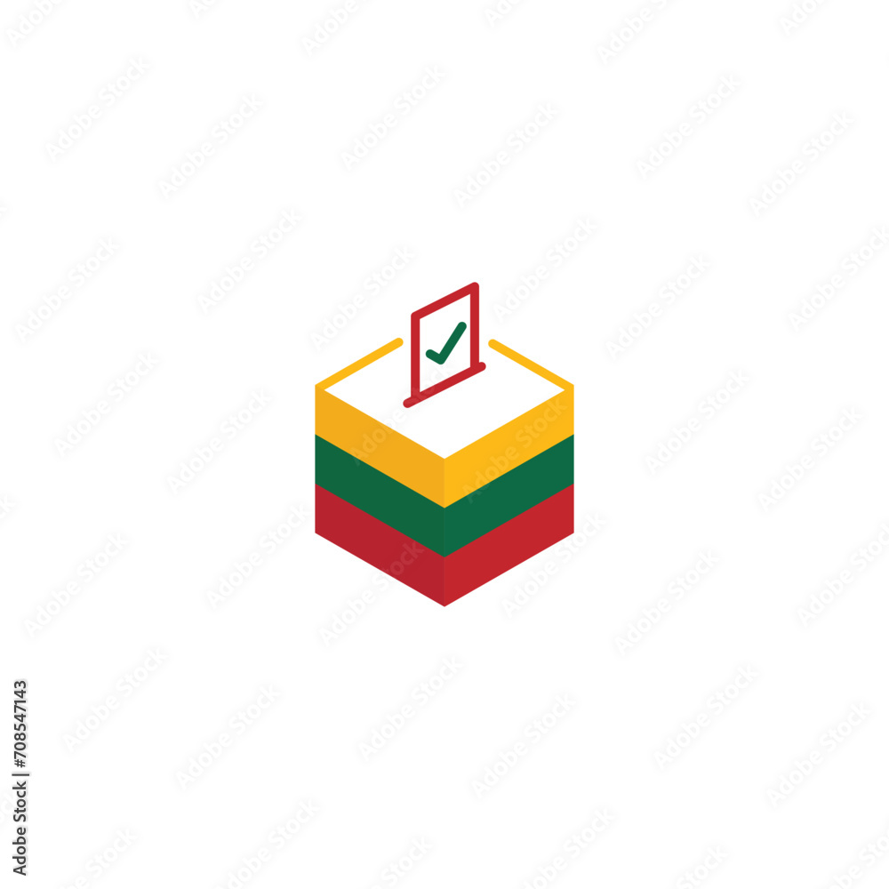 Lithuania election concept, democracy, voting ballot box with flag. Vector icon illustration Lithuania election concept, democracy, voting ballot box with flag. Vector icon illustration