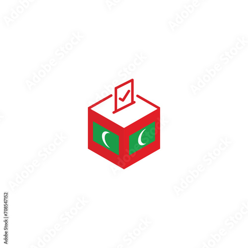 Maldives election concept, democracy, voting ballot box with flag. Vector icon illustration