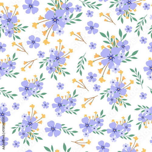 seamless flowers pattern. Delicate petals and vibrant blossoms create an artistic and vintage botanical illustration. © jiraporn