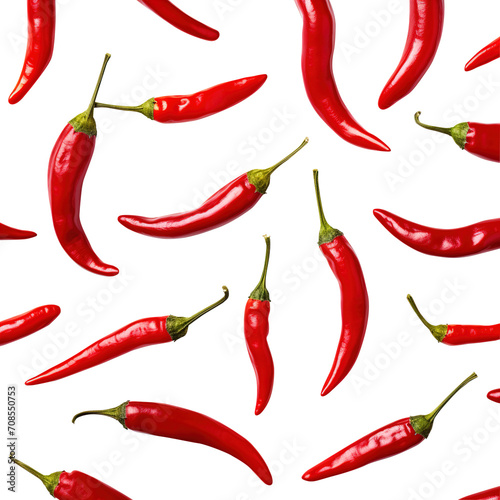 set of red hot chili on transparent background, clipping path, png, close up photo, 