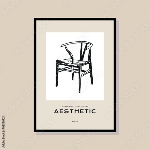 Minimal bohemian home decor illustration poster design for wall art gallery
