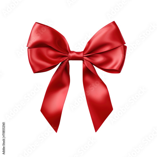 red ribbon bow isolated on transparent background, clipping path, png, 
