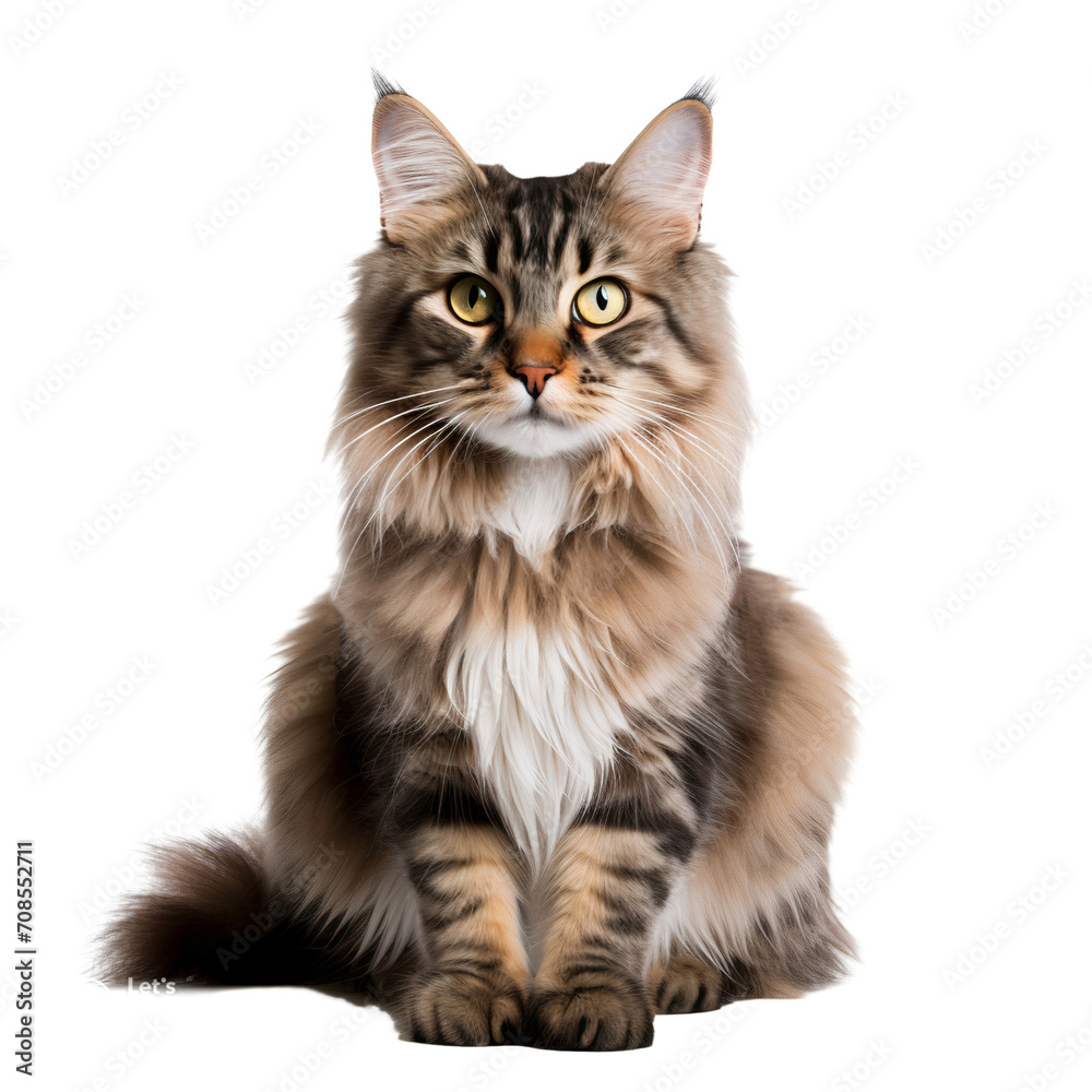 Fototapeta premium Portrait of a cute cat sitting, isolated on white background
