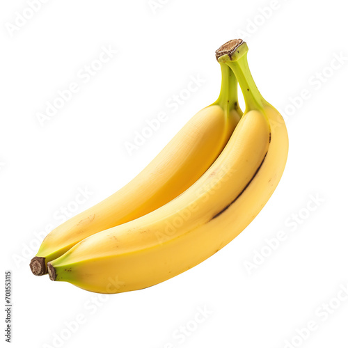 bunch of yellow ripe bananas with water drop isolated on transparent background, clipping path, png, two bananas, 