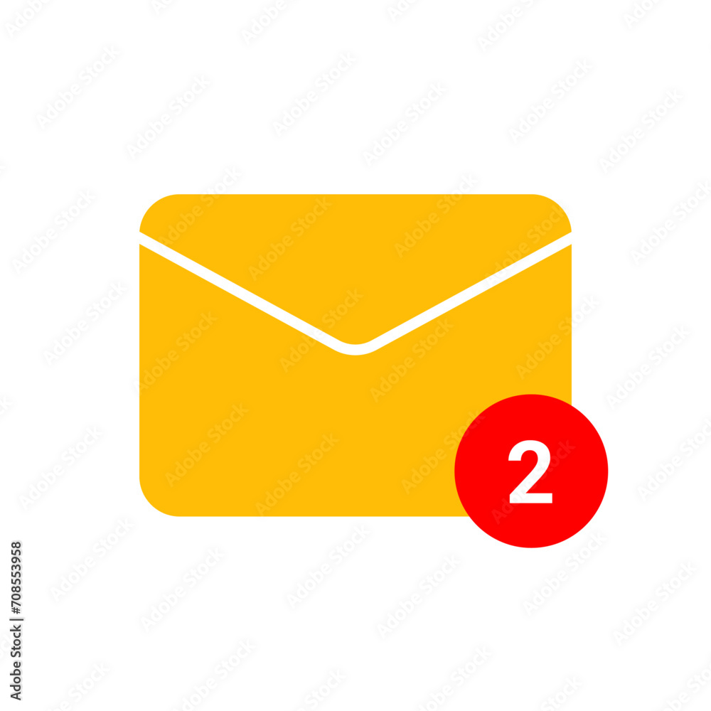 Two new messages icon with notification. Envelope with incoming message. Vector symbol. Two new messages icon with notification. Envelope with incoming message. Vector symbol.